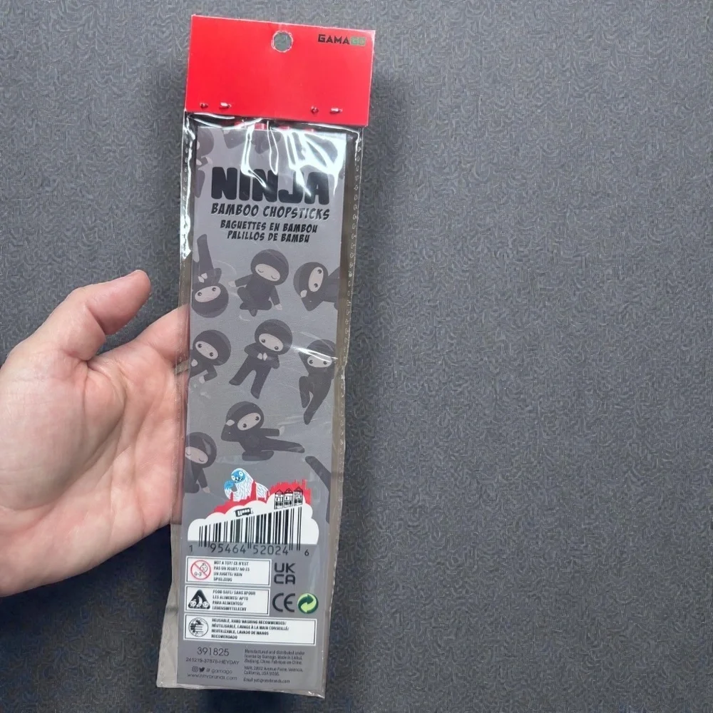 Set of 3 Bamboo Chopsticks, NWT Cute Sushi, Ninja & Mushroom Designs, Reusable